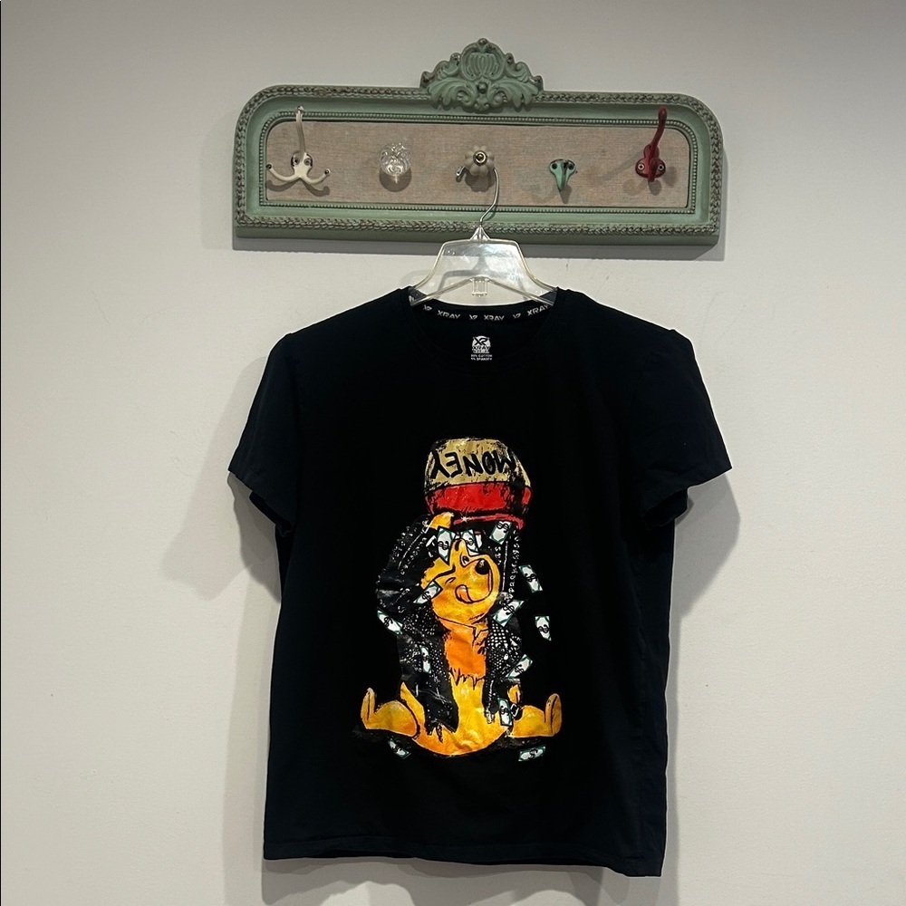 XRAY STREETWEAR Money Honey Bear Black Graphic Short Sleeve Tee XL